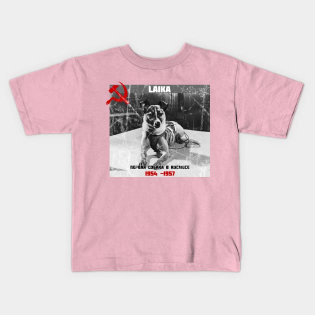 Laika: First Dog in Space Kids T-Shirt by ocsling